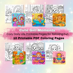 Cute Kawaii Girl Moments Coloring Book | Cozy Daily Activities for Girls | Relaxing Aesthetic Line Art Pages