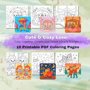 Couple Coloring Book | Cute & Cozy Coloring Pages for Adults , Teens | Fun Couples Activity | Easy Marker-Friendly Designs