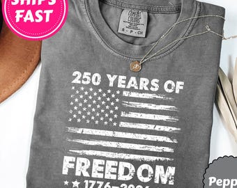Maglietta Comfort Colors® per il 250° anniversario dell'America, maglietta per i 250 anni degli Stati Uniti, maglietta "We The People", maglietta vintage per il giorno dell'indipendenza, bandiera patriottica degli Stati Uniti