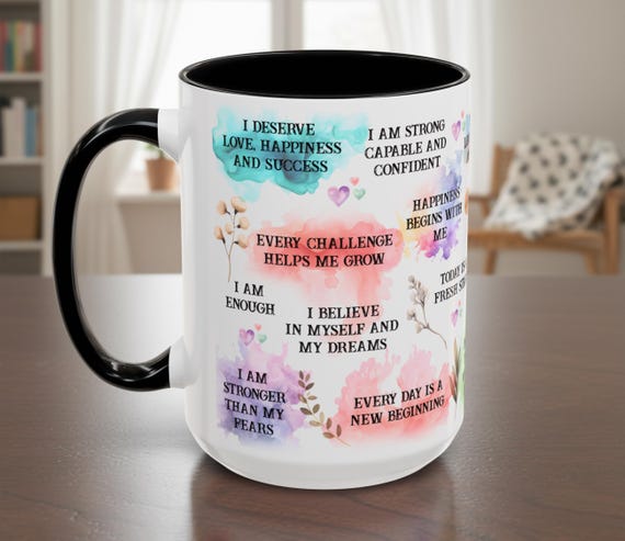 Mental Health mug Daily Affirmations Glass cup 15oz 11oz Daily affirmations mug gift for her best friend tumbler Mental health giftful mug