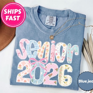 2026 Senior Shirt Comfort Colors Floral Senior 2026 Gift Class of 2026 Senior Shirt Preppy Bow 2026 Senior Coquette Shirt Back to School Tee
