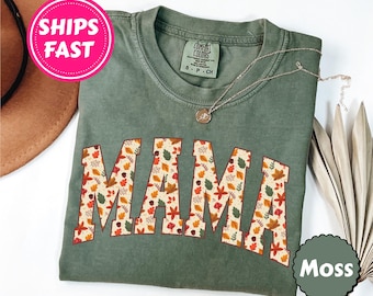 Comfort Colors® Mama-shirt, mama-shirt bloemen, Moederdagcadeau, girly esthetisch cadeau voor moeder, retro T-shirt moeder, shirt schattig moeder, T-shirt mama, T-shirt mama