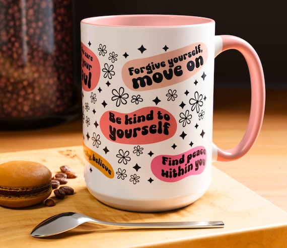 Mental Health mug Daily Affirmations Glass cup 15oz Daily affirmations mug gift for her best friend Mug Mental health giftful mug girls trip