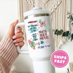 Mental Health Tumbler, Daily Affirmations Glass cup, 40oz Daily affirmations Tumbler gift for her best friend tumbler Mental giftful Tumbler