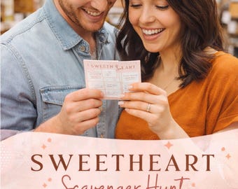 Sweetheart Scavenger Hunt for Couples • Date Night Adventure Game • 25 Themed + 10 Blank Cards