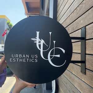 Custom Blade Sign for Art Gallery | Personalized Logo Sign | Blade Sign | Double-Sided Logo Sign | Modern Blade Sign | Hanging Blade Sign