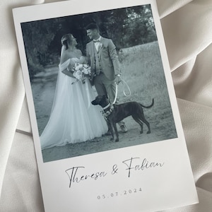 Dankeskarte Hochzeit mit Foto - Personalisiert Polaroid Stil Kraftpapier-Look Boho Vintage Stil