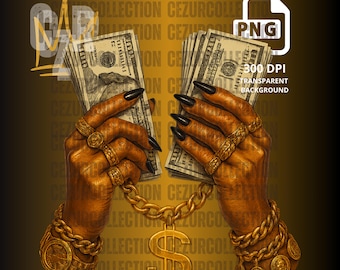 Black Female Hands Holding Money PNG Money Stack Clip art Getting money quotes Money Hustler Sublimation Cute Fingernails Manicure Money
