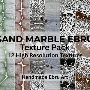 Sand Marble Ebru Texture Pack, Neutral Abstract Backgrounds, Handmade Marbling Art, Digital Paper, 4000x3000 px, Instant Download