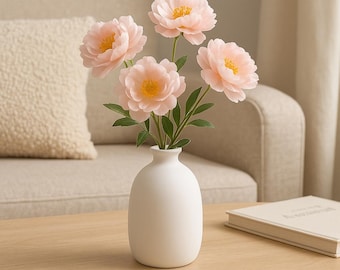 Minimalist White Matte Ceramic Vase | Nordic Small Flower Pot | Modern Home Decor for Living Room, Bathroom & Shelf