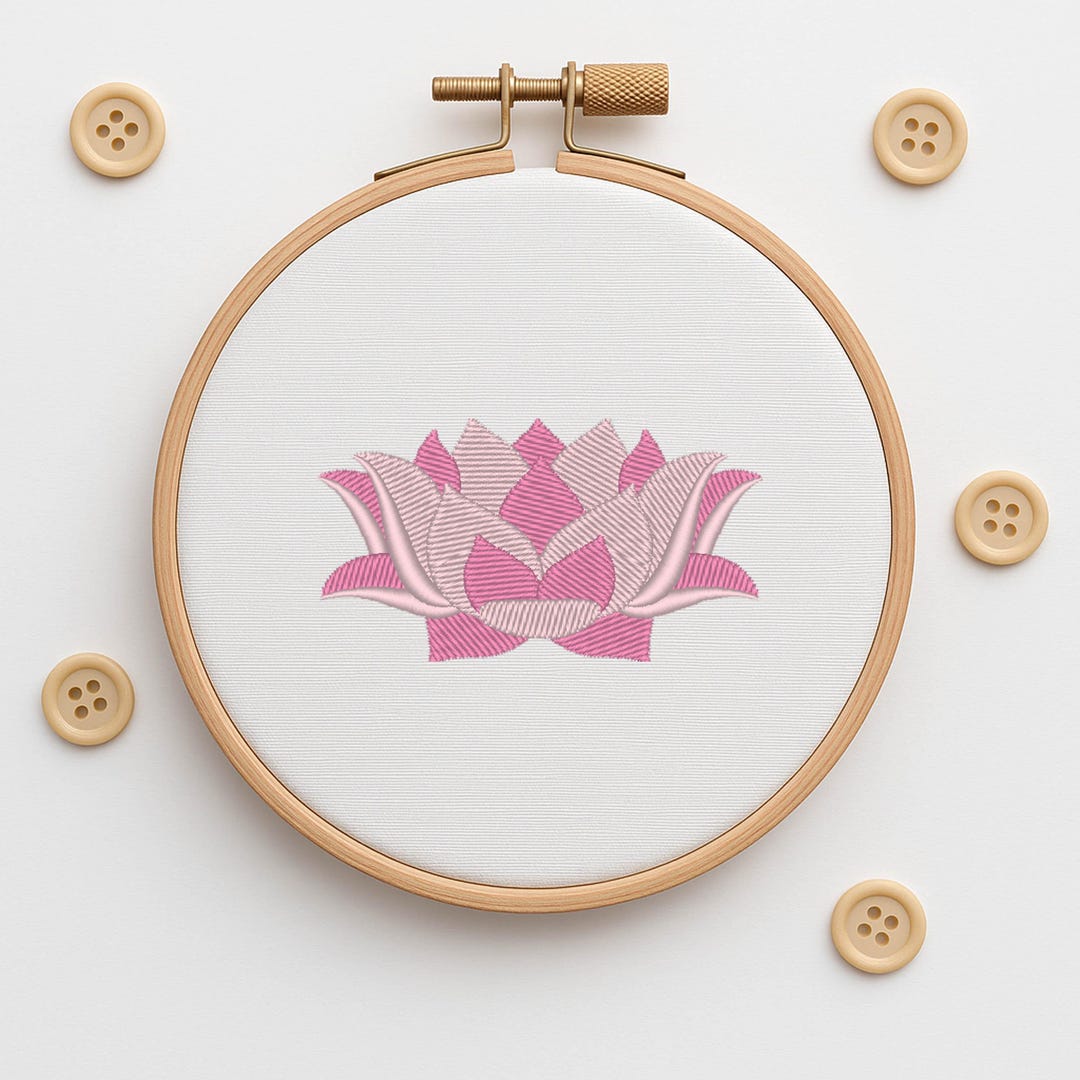 Embroidery Design Lotus Flower - 4 Sizes - Etsy