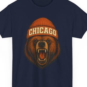 Chicago City Bear Winter Hat T‑Shirt – Retro Warm Bear Graphic