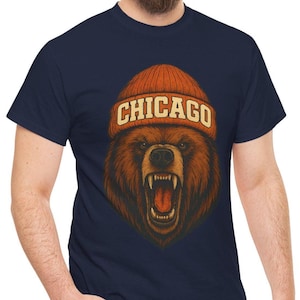 -shirt Chicago | graphique Ours en colère | chemise style sport vintage | Cadeau pour les fans de football de Chicago | Ballverse originale