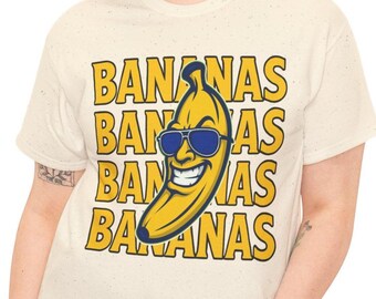 T-shirt drôle de bananes - T-shirt graphique de fruit de dessin animé avec des lunettes de soleil rétro