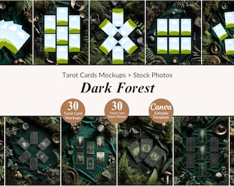 30 Dark Forest Tarot Mockup Scenes and Stock Photos Bundle Tarot Spread Mockup Witchy Tarot Reading Product Flat Lays Template Spiritual