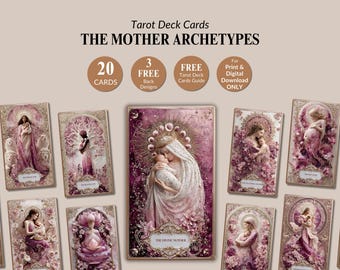 Printable Mother Card Archetypes Tarot Deck Unique Digital Download Deck Card Bundle Tarot Carding Gift Collection Woman Ethereal Tarot Art