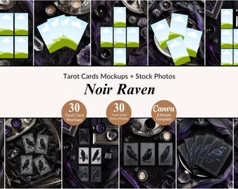 30 Noir Raven Tarot Mockup Scenes and Stock Photos Bundle Witchcraft Product Flat Lays Witchy Tarot Card Tarotspread Spiritual Business PNG