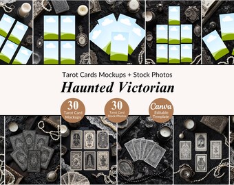 30 Haunted Victorian Tarot Mockup Scenes and Stock Photos Bundle Product Flat Lays Cards Mockup Spiritual Business Instagram Post Template