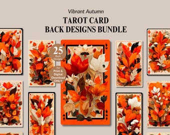 Printable Vibrant Autumn Back Design Tarot Bundle Digital Download Borderless Tarot PNG Bundle Halloween Tarot Aesthetics Spiritual Business