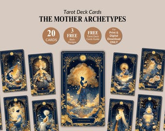 Printable Mother Card Archetypes Tarot Deck Bundle Spiritual Collection Digital Download Celestial Tarot Carding Gift for Mother's Day PNG