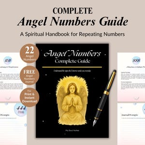 Guía digital de interpretación de números angelicales, guía espiritual, carta numerológica, lectura intuitiva, herramientas de adivinación, números angelicales (PDF para imprimir).