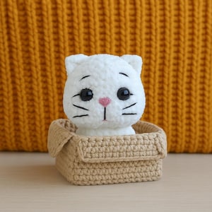 Silly Cat In the Box Crochet Pattern, Cute Christmas Decor, Easy To Advanced Tutorial, Amigurumi PDF For Download 5825AT66