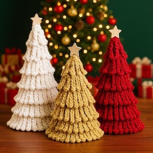 Christmas Pine Trees Decor Crochet Pattern, Bulky And Quick Loopy Easy To Advanced Tutorial, Amigurumi PDF For Download 2825AT26