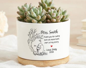 Maceta personalizada para profesores con suculentas, maceta personalizada de agradecimiento para profesores, regalo de fin de año para profesores, recuerdo de agradecimiento en el aula.