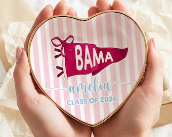 Bandeja personalizada para joyas de graduación, plato personalizado para anillos con banderín escolar, regalo para la noche de graduación de la promoción de 2026 para hija o amiga.
