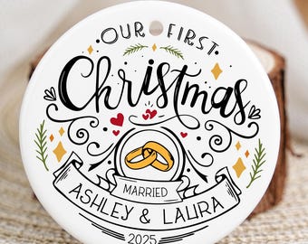 Our First Christmas Married Ornament,Newlywed Couples Christmas Tree Decoration,Only SVG file
