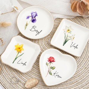 Plato de cerámica personalizado para anillos, regalo de aniversario, regalo de graduación para mujer, plato para joyas de cumpleaños, regalo de aniversario para esposa