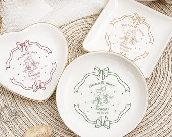 Personalized Wedding Gifts for Couple, Bow Engagement Ring Dish for Her, Sentimental Gift for Bride, Anniversary Gift, Bridal Shower Gift