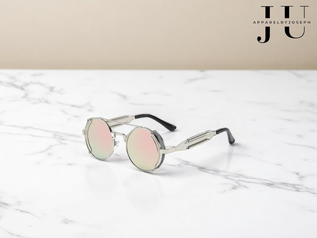 Retro Steampunk Round Sunglasses UV400 – Metal Frame Glasses  display picture 3