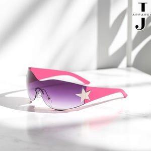 Y2K Oversized Rimless Sunglasses | Wrap Around Punk Goggles | One Piece Cycling Shades | Futuristic Festival Glasses