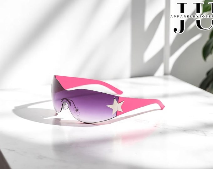 Y2K Rimless Sunglasses | Oversized Wrap, Festival Shades