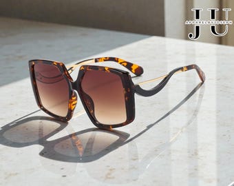 Gafas de sol cuadradas irregulares de moda para mujer, gafas de diseño vintage con montura de metal, gafas retro