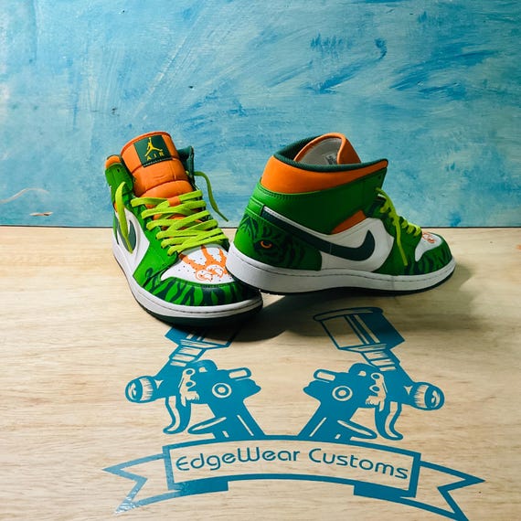 Custom Hand-Painted Air Jordan 1 Tiger Stripes and Unique Sneaker Art Personalized Custom Jordans