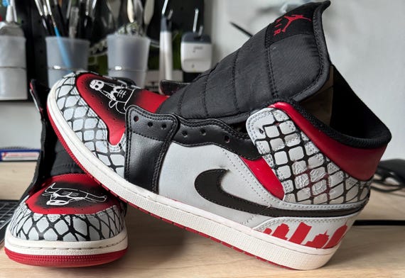 Custom Hand Painted Air Jordan 1 Sneakers "NBA Teams Urban Samurai" Design