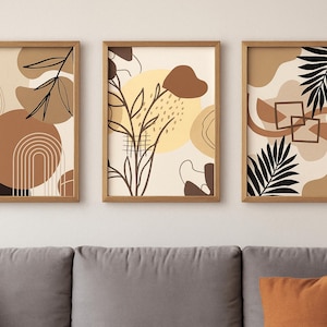 Boho Terracotta Abstract Wall Art Print Set of 3 (Digital Download)