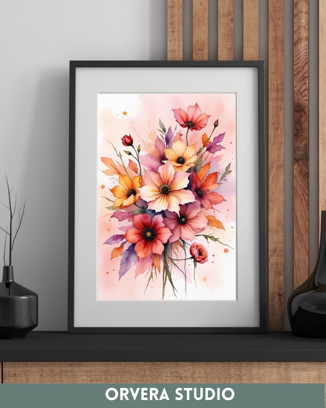 Watercolor Flower Bouquet Wall Art Print | Floral Botanical Art Print ...