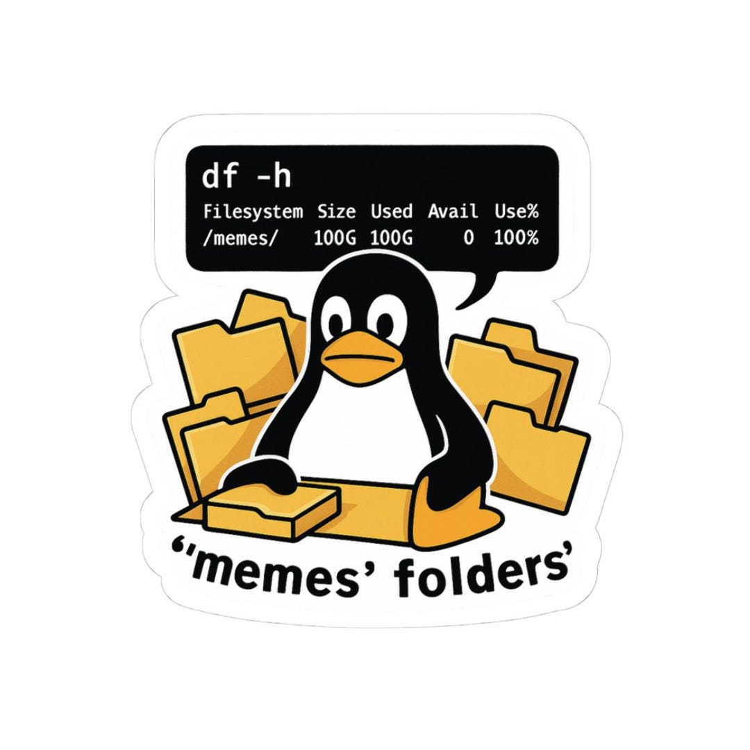 Linux Meme Sticker Funny Tux Penguin Df h Meme Decal Tech Humor linux-meme-sticker-funny-tux-penguin-df-h-meme-decal-tech-humor