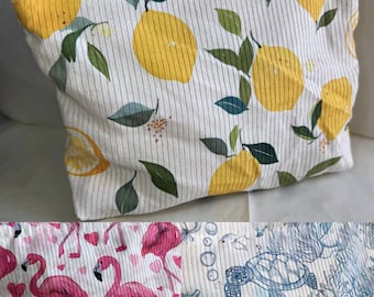 Toiletry bag/cosmetic bag/fabric bag with zipper – practical, stylish & versatile Lemon/Flamingo/turtle/flowers