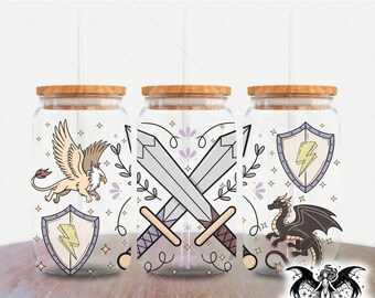Archivo digital de criaturas fantásticas, envoltorio para lata de vidrio de 16 oz, PNG de 300 DPI, vinilo impreso por sublimación UVDTF, envoltorio transparente, diseño de brujas cottagecore