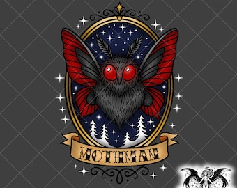 Mothman PNG, Tattoo Cryptid Rahmen Clipart, Alternatives traditionelles Tattoo PNG zum Drucken, Aufkleber, Hemden, Sublimation, Aufkleber, Tasse