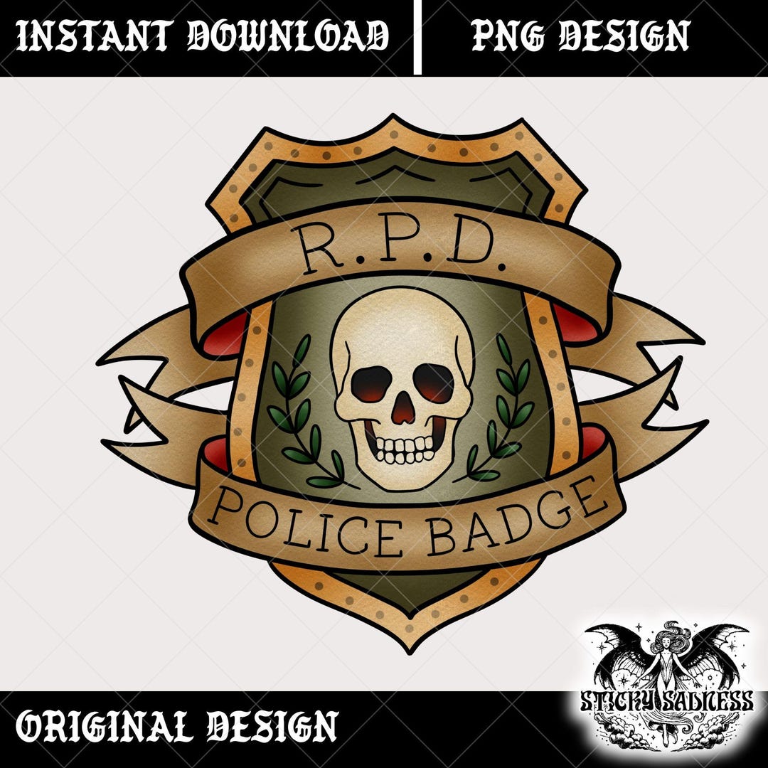 Classic Zombie Game RPD Police Badge Design, Alternative Traditional ...