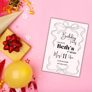 Cute Digital Birthday Invitation | Editable Instant Download | Girl&#39;s Birthday Party Invitation | Printable Invitation| Customizable
