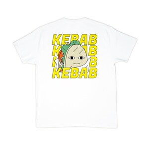 KEBAB T-shirt – Streetfood Cartoon Illustratie – Origineel Retro en Handgemaakt T-shirt