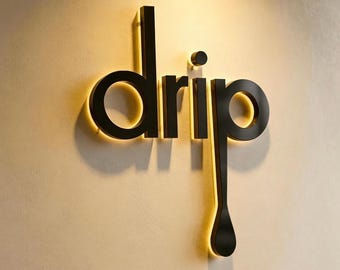 Illuminated Letters, Custom Business Sign, 3D Metal Backlit Sign, Company Logo Sign, LED Light Up Sign, Storefront Sign, Reception Logo Sign