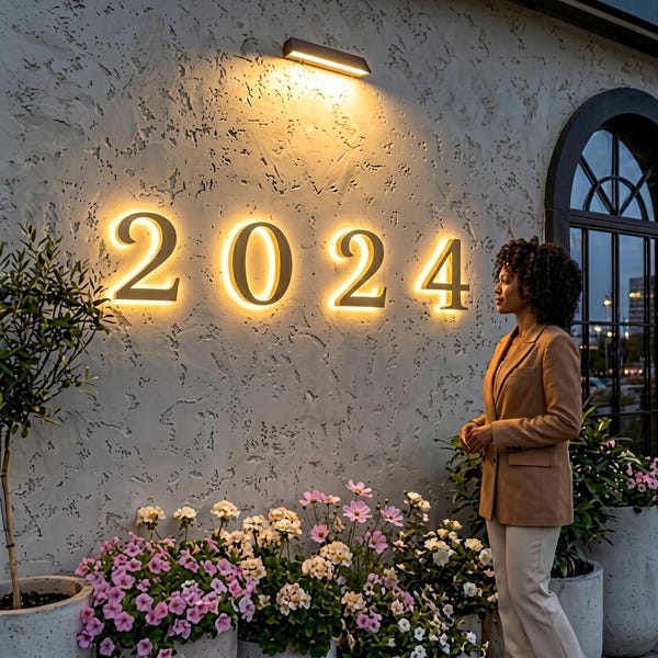 House Number Plaque, Custom Address Sign, LED Backlit Numbers, Modern Outdoor Light Up Sign, Metal Address Plaque, Shop Sign