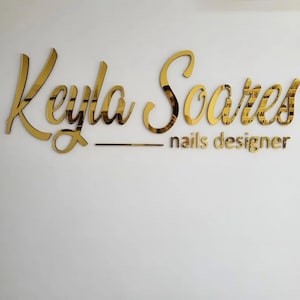 Letrero con logotipo cortado con láser, letrero para salón de belleza, letrero con logotipo para recepción, señalización comercial, letrero para clínica, letrero para spa, letrero de acrílico con espejo, letrero de oro rosa